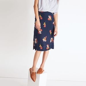 Madewell Silk Side-Button Skirt in Cactus Flower